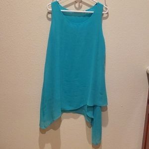 Soft Surroundings Turquoise Asymmetrical Tunic, Size Medium